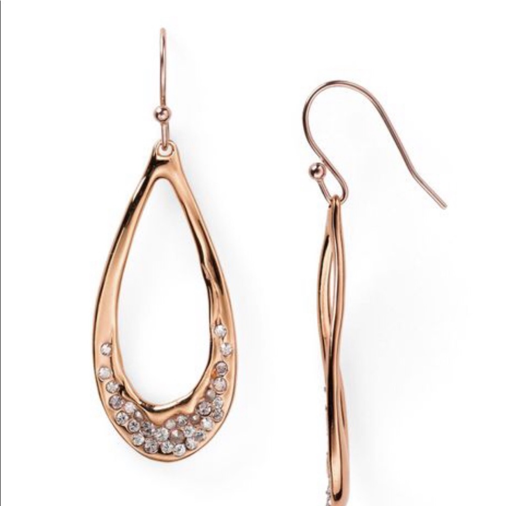 Alexis Bittar rose gold earrings with crystals